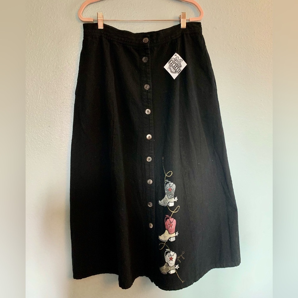 Black Maxi Shirt with Cowboy Boot Design